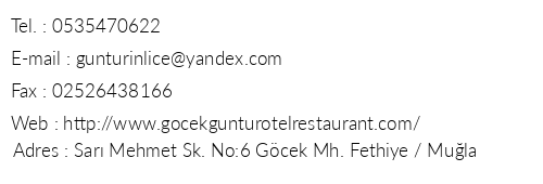 Gntur Otel Restaurant Gcek telefon numaralar, faks, e-mail, posta adresi ve iletiim bilgileri